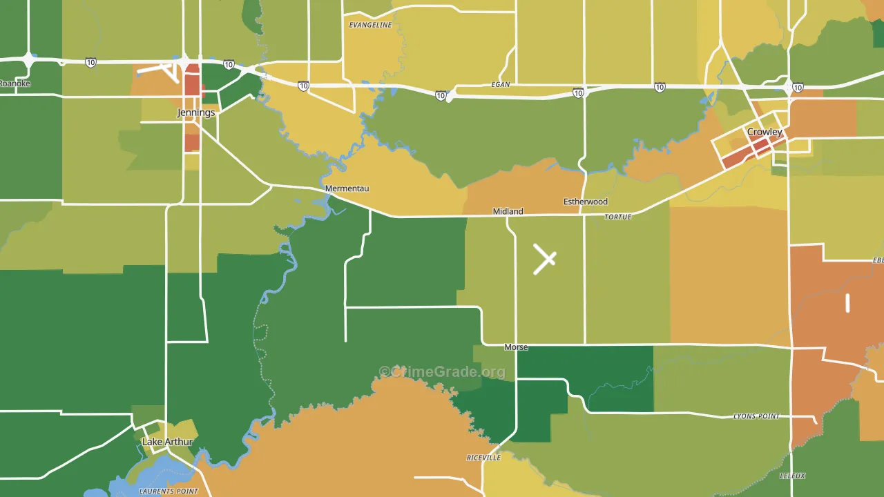Mermentau, LA Map of Drug-Related Crime Rates