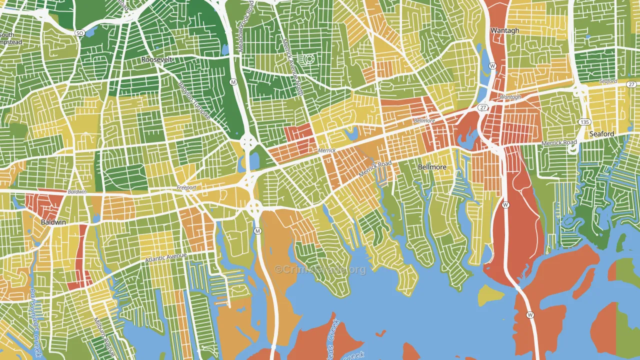 Merrick, NY Map of Drug-Related Crime Rates