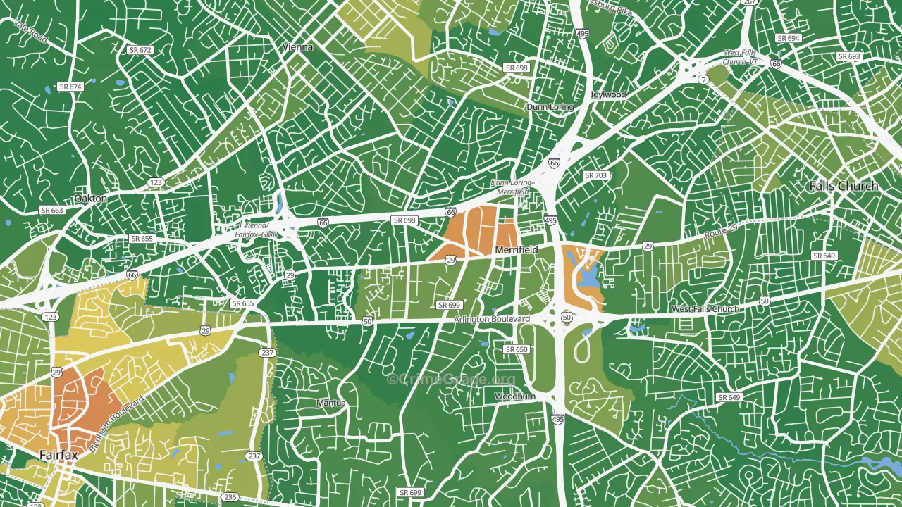 Merrifield, Fairfax, VA Map of Drug-Related Crime Rates