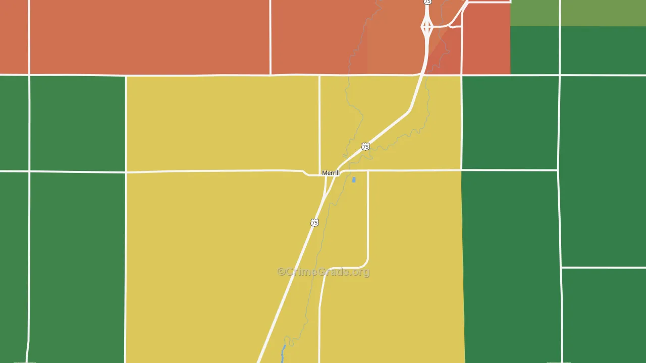 Merrill, IA Map of Drug-Related Crime Rates