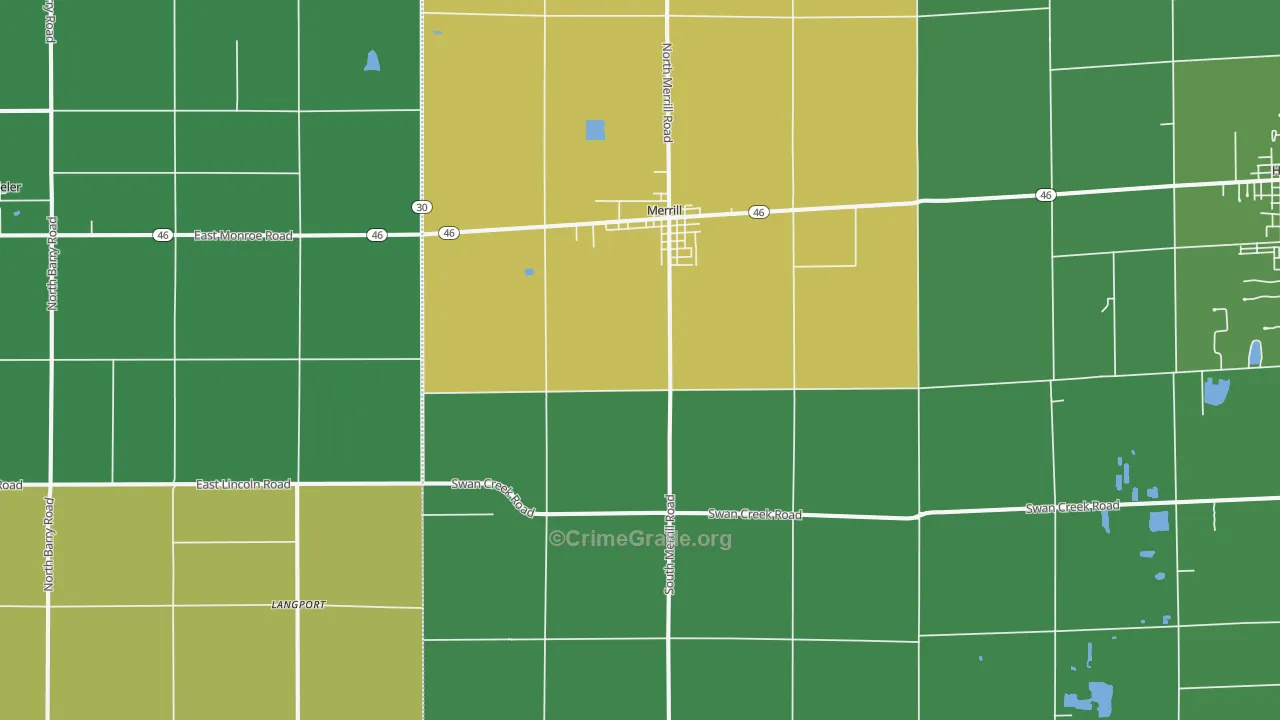 Merrill, MI Map of Drug-Related Crime Rates
