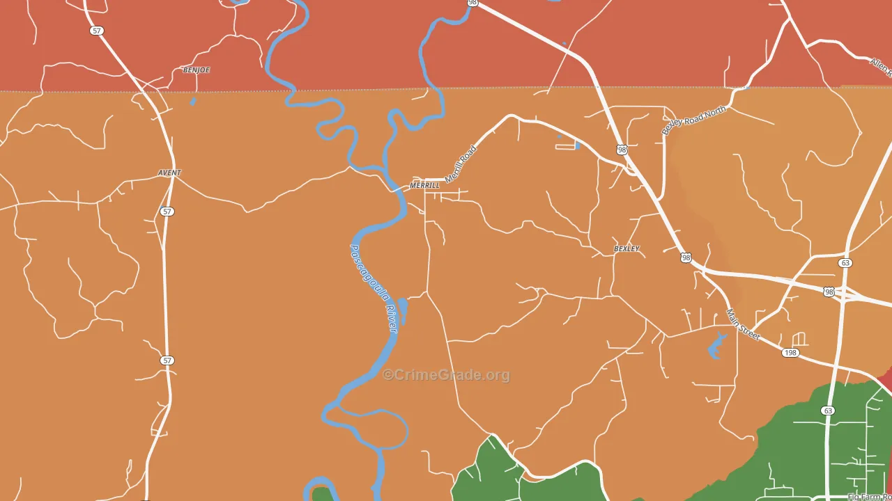 Merrill, MS Map of Drug-Related Crime Rates