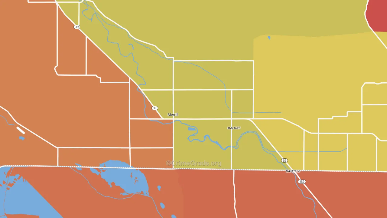 Merrill, OR Map of Drug-Related Crime Rates