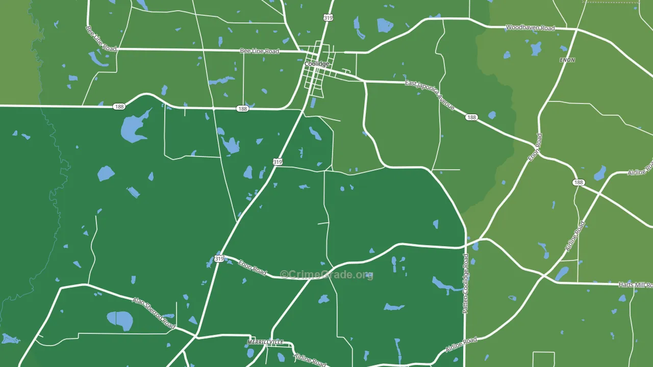 Merrillville, GA Map of Drug-Related Crime Rates