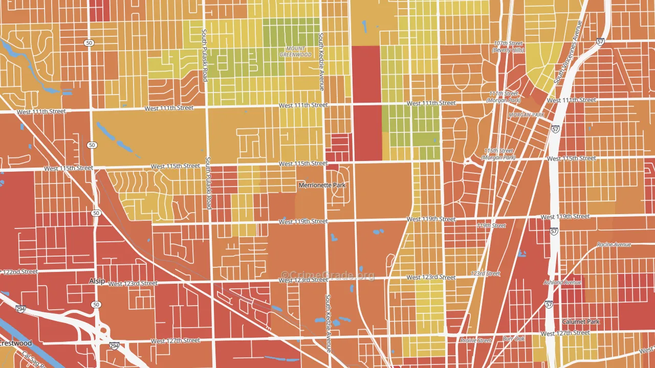 Merrionette Park, IL Map of Drug-Related Crime Rates