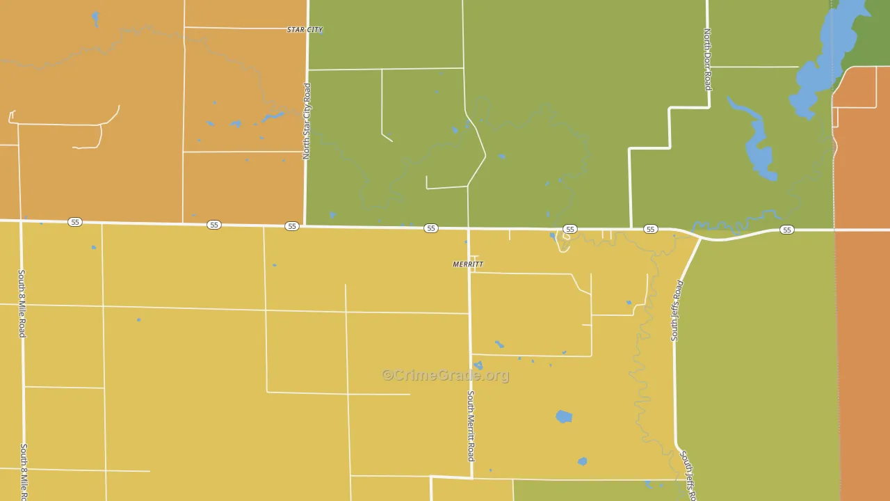 Merritt, MI Map of Drug-Related Crime Rates