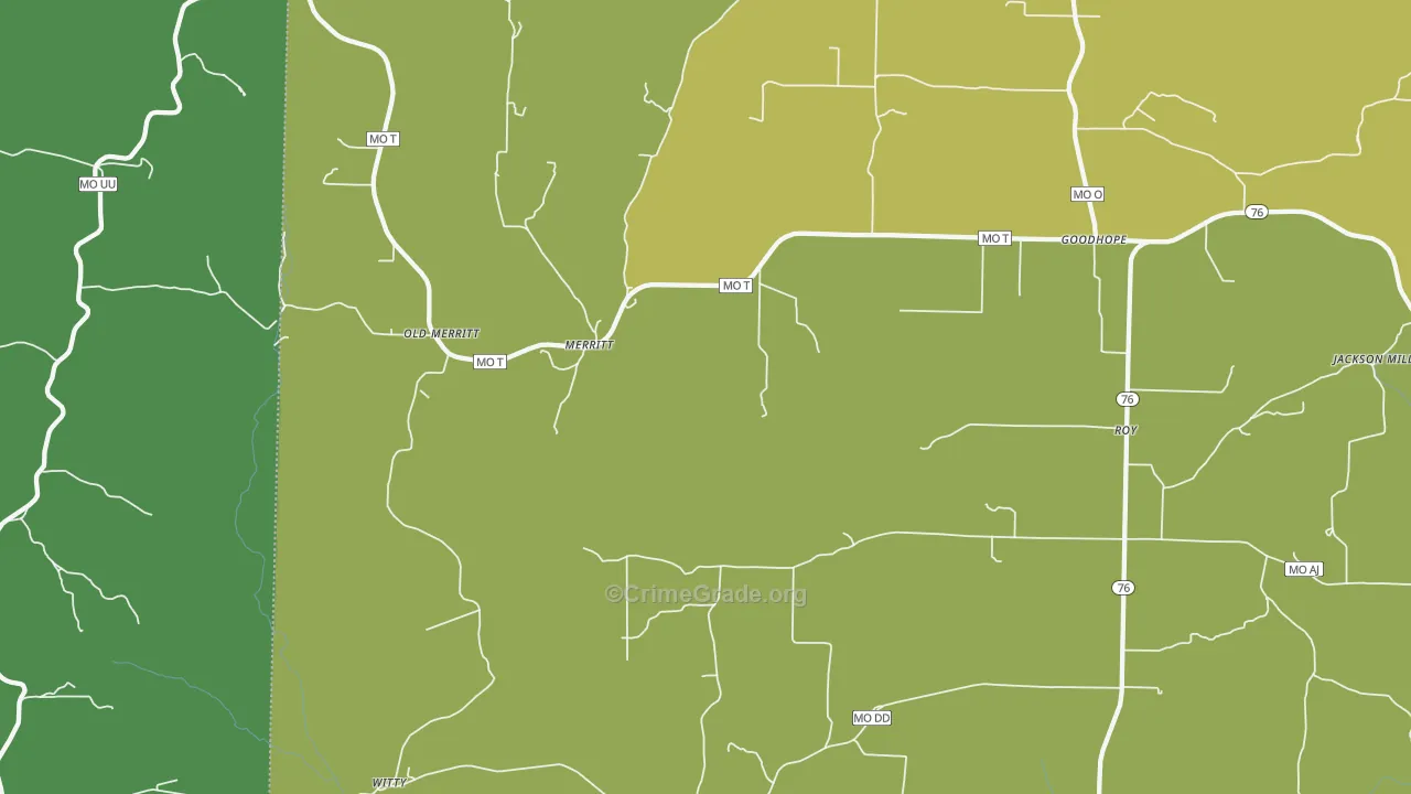 Merritt, MO Map of Drug-Related Crime Rates