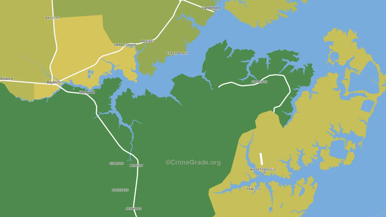 Merritt, NC Map of Drug-Related Crime Rates
