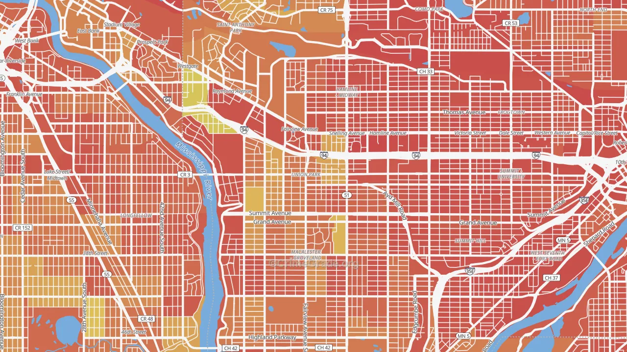 Merrlam Park, St. Paul, MN Map of Drug-Related Crime Rates
