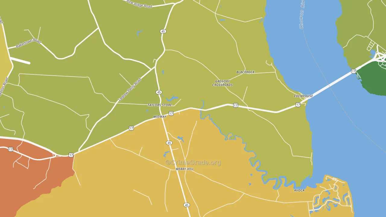 Merry Hill, NC Map of Drug-Related Crime Rates