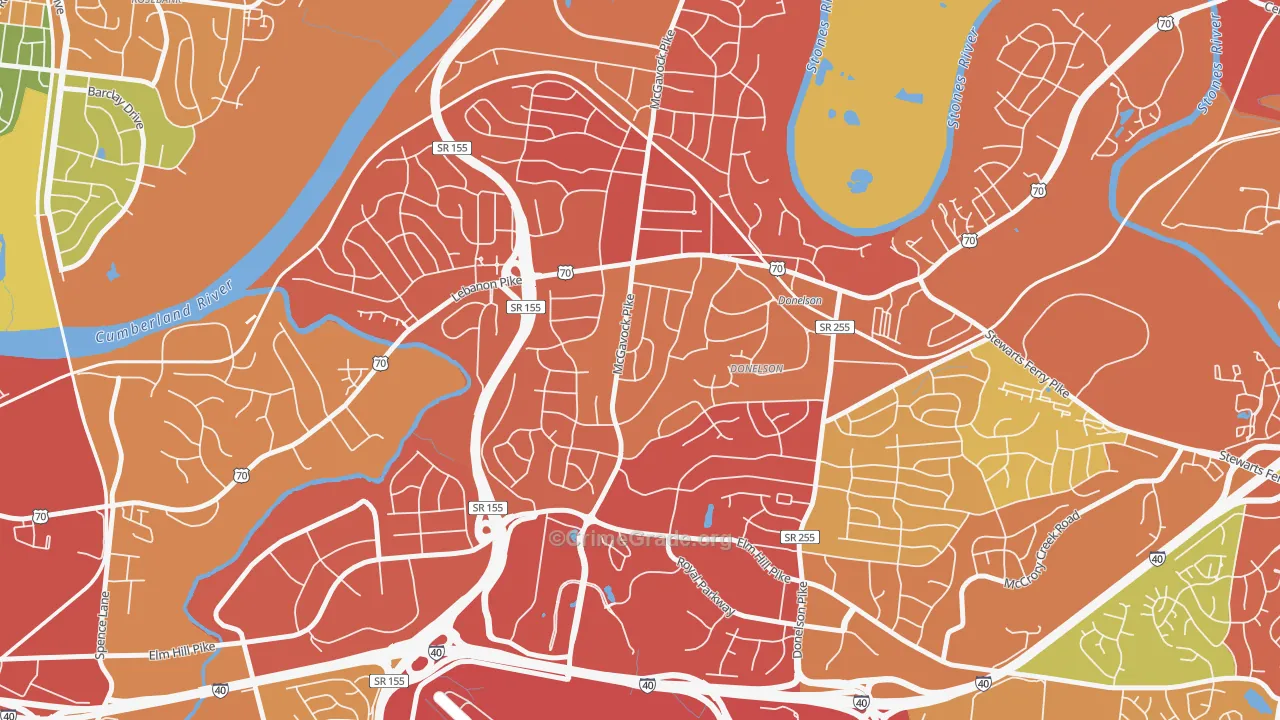Merry Oaks, Nashville, TN Map of Drug-Related Crime Rates