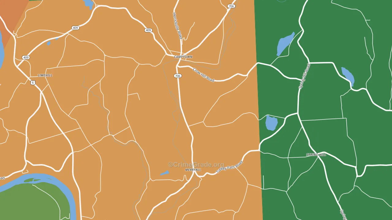 Merryall, PA Map of Drug-Related Crime Rates