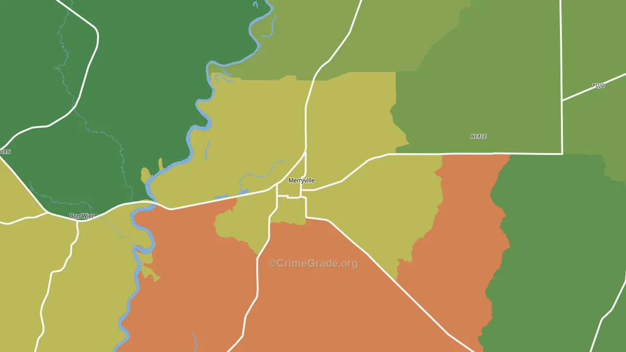 Merryville, LA Map of Drug-Related Crime Rates