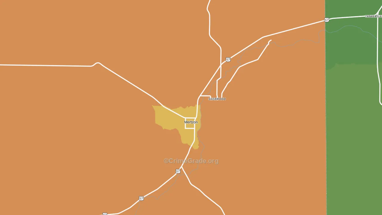 Mertzon, TX Map of Drug-Related Crime Rates