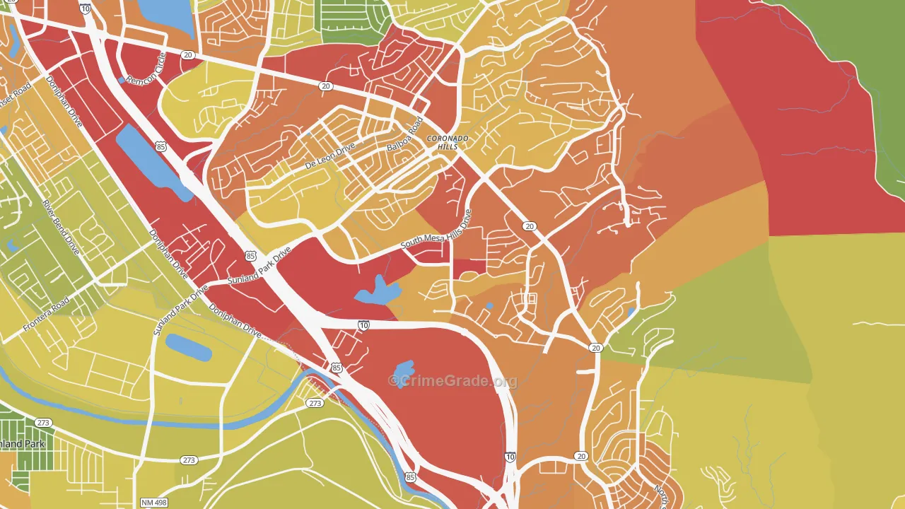 Mesa Hills, El Paso, TX Map of Drug-Related Crime Rates