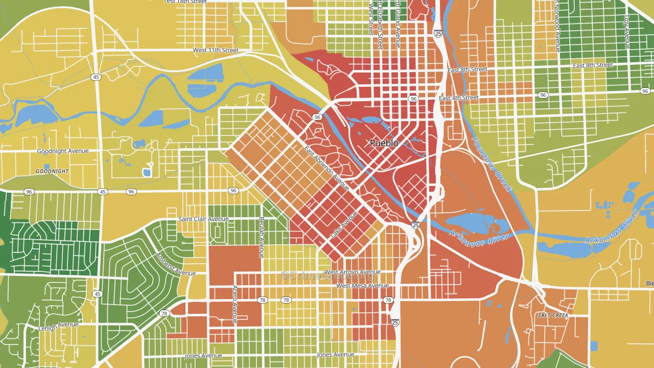Mesa Junction, Pueblo, CO Map of Drug-Related Crime Rates