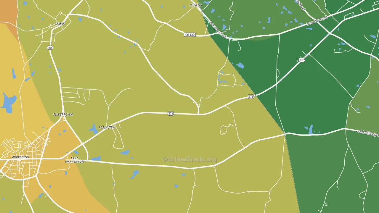 Mesena, GA Map of Drug-Related Crime Rates