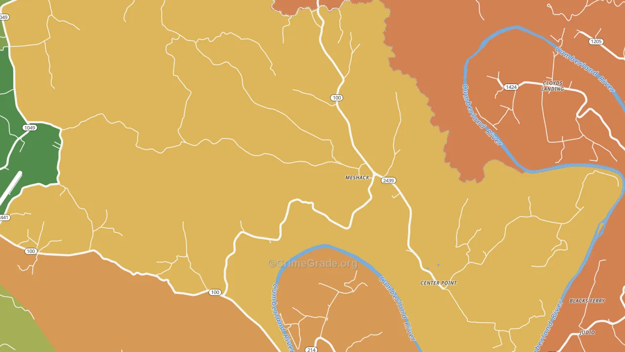 Meshack, KY Map of Drug-Related Crime Rates