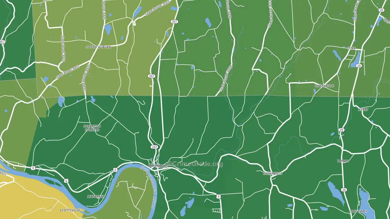 Meshoppen, PA Map of Drug-Related Crime Rates