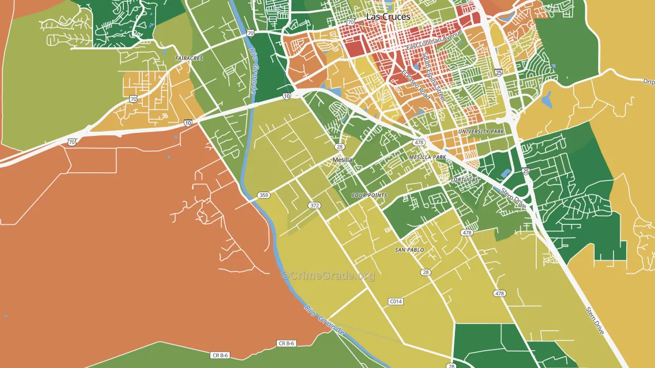 Mesilla, NM Map of Drug-Related Crime Rates