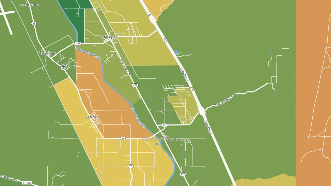 Mesquite, NM Map of Drug-Related Crime Rates