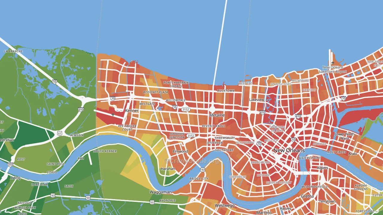 Metairie, LA Map of Drug-Related Crime Rates
