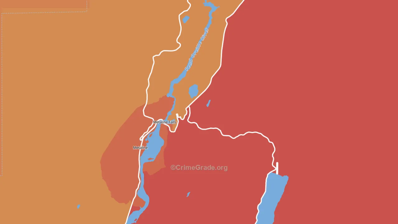 Metaline Falls, WA Map of Drug-Related Crime Rates