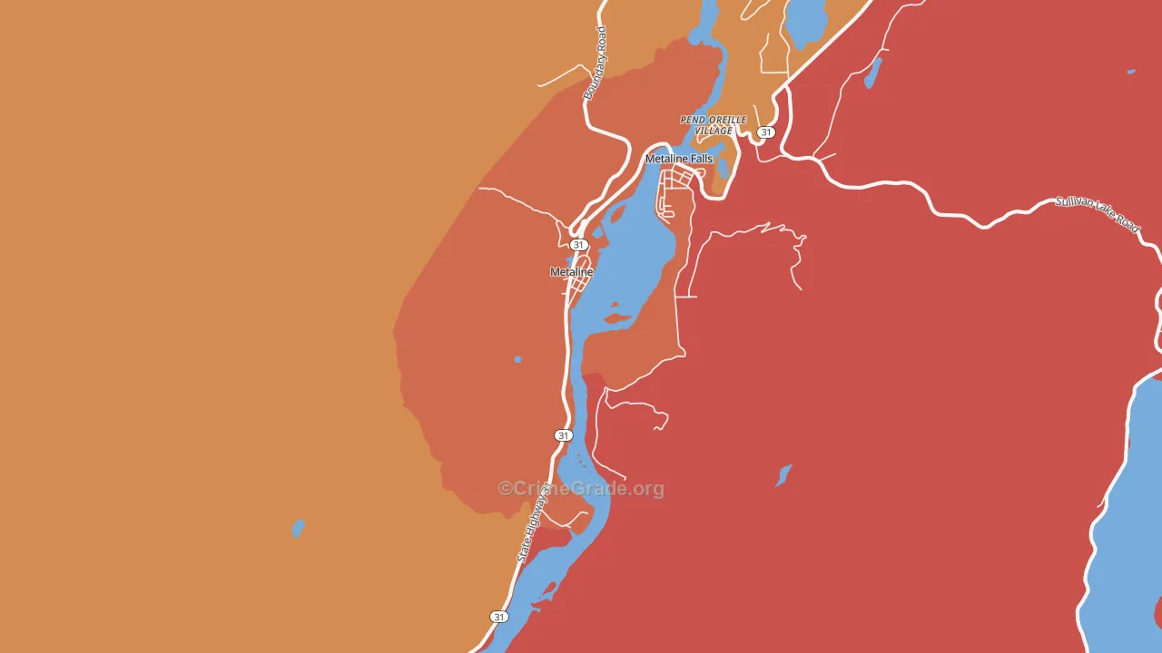 Metaline, WA Map of Drug-Related Crime Rates