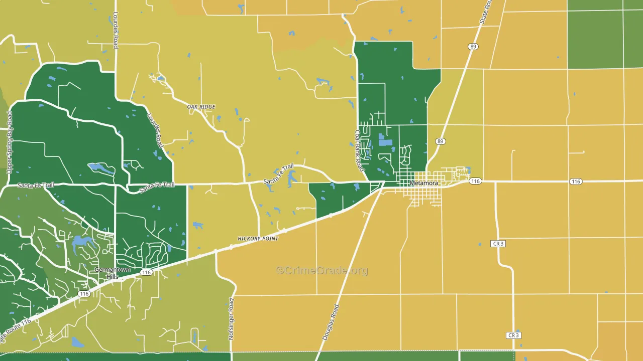 Metamora, IL Map of Drug-Related Crime Rates