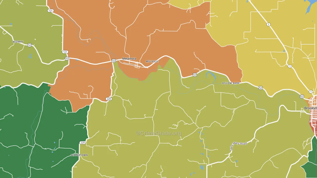 Metamora, IN Map of Drug-Related Crime Rates