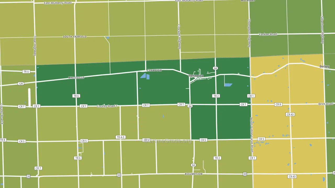 Metamora, OH Map of Drug-Related Crime Rates