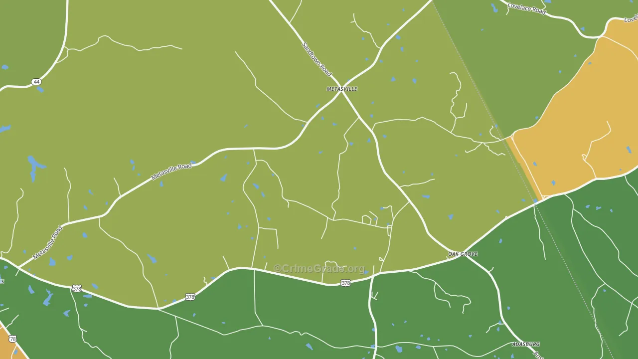 Metasville, GA Map of Drug-Related Crime Rates
