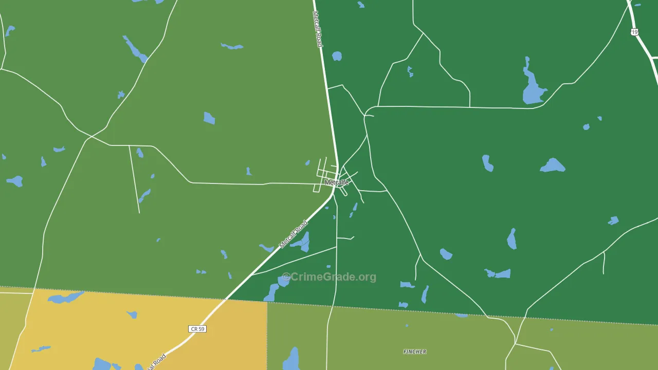 Metcalf, GA Map of Drug-Related Crime Rates