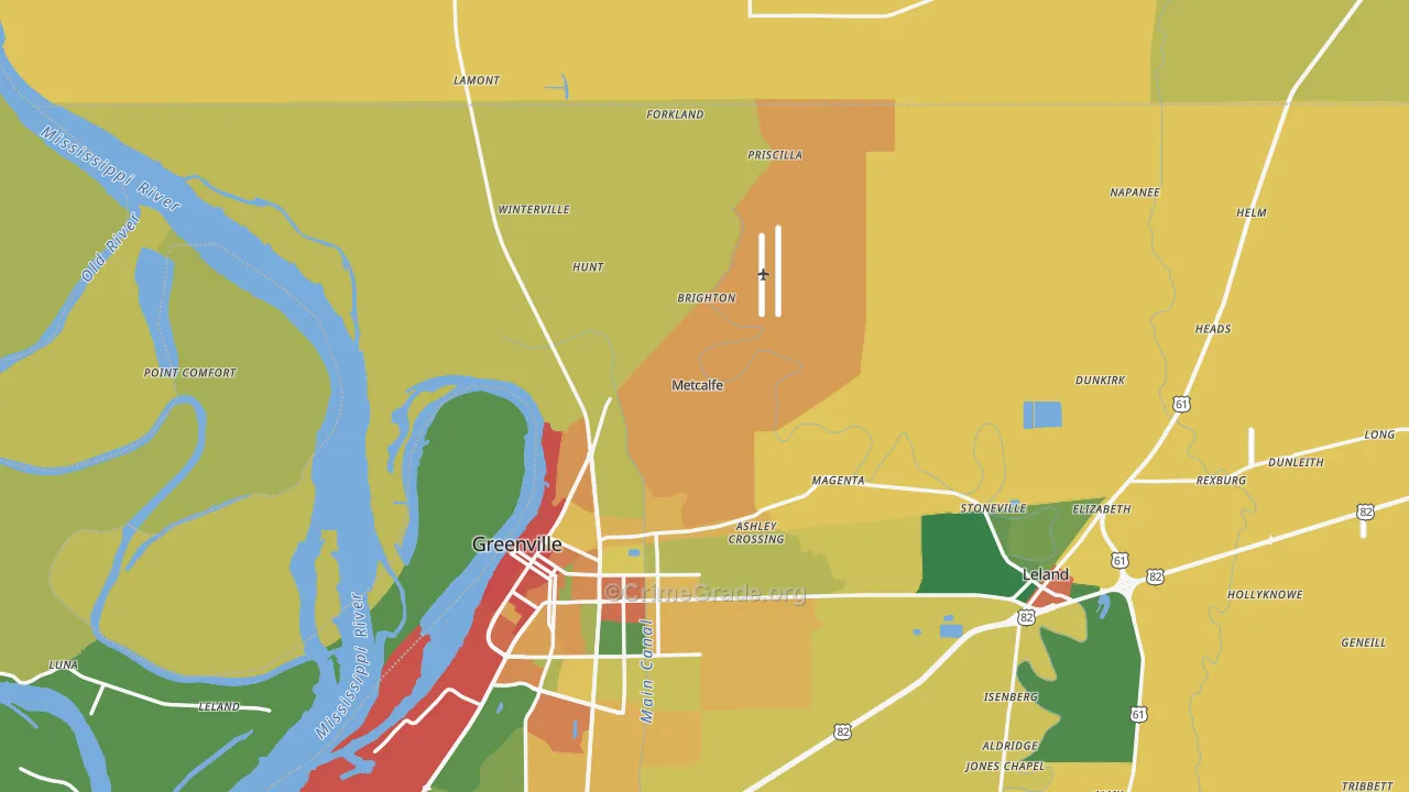Metcalfe, MS Map of Drug-Related Crime Rates
