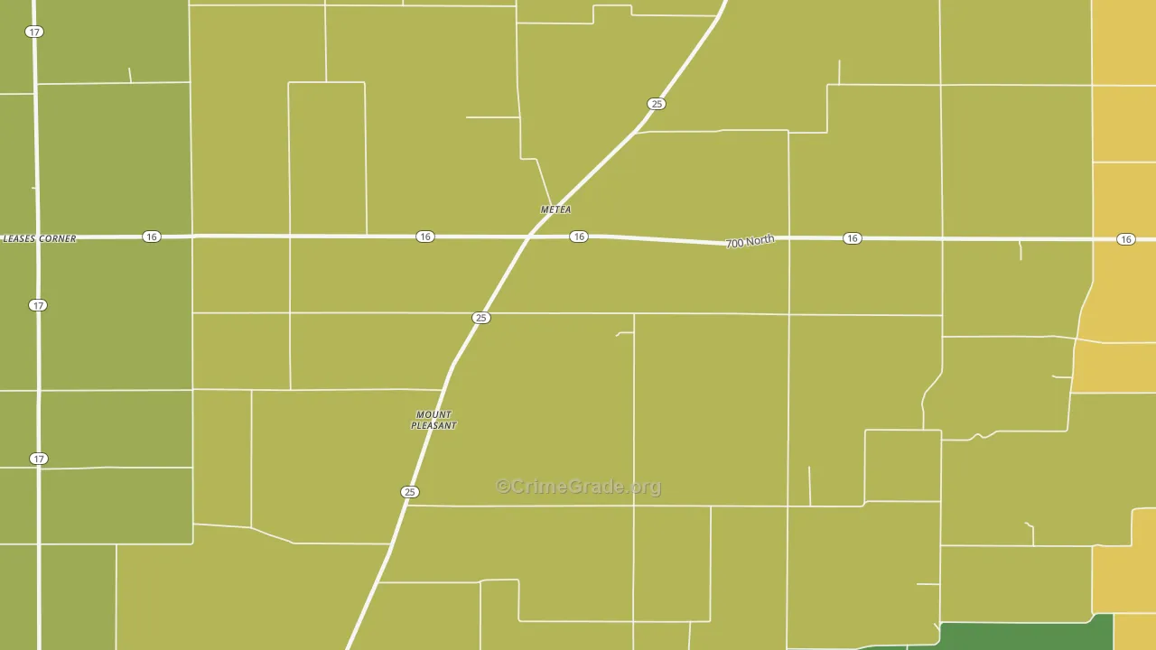 Metea, IN Map of Drug-Related Crime Rates