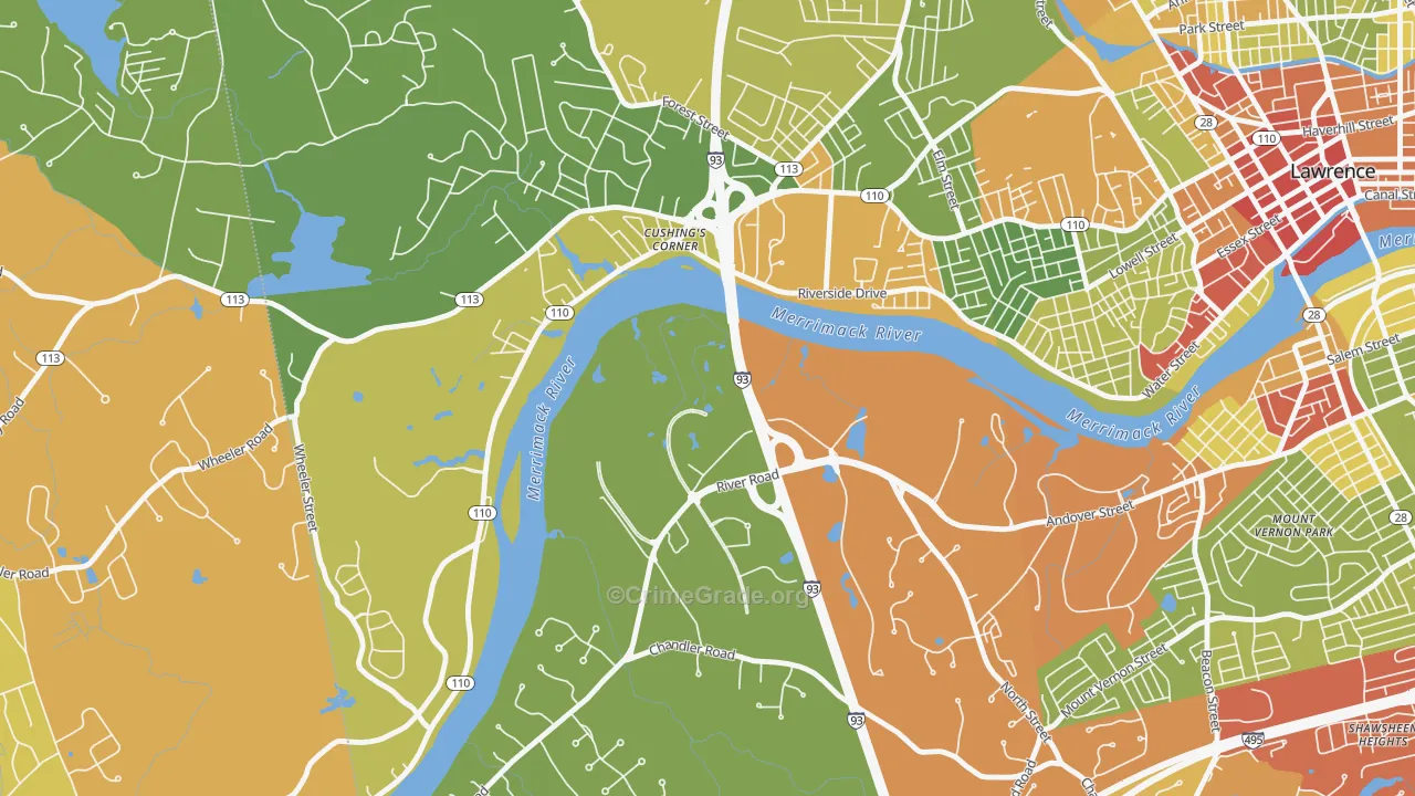 Methuen, MA Map of Drug-Related Crime Rates