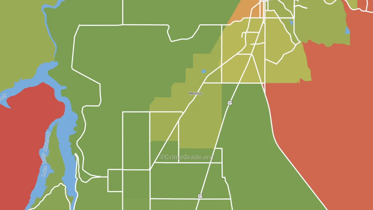 Metolius, OR Map of Drug-Related Crime Rates