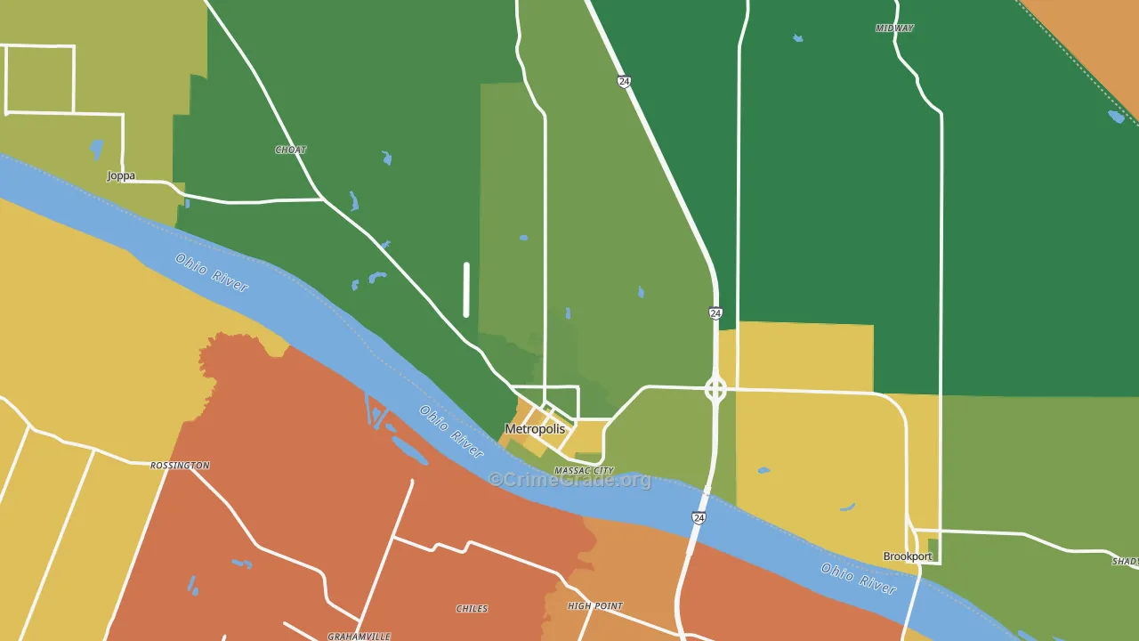 Metropolis, IL Map of Drug-Related Crime Rates