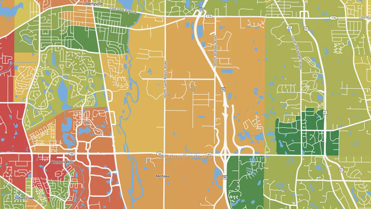 Mettawa, IL Map of Drug-Related Crime Rates