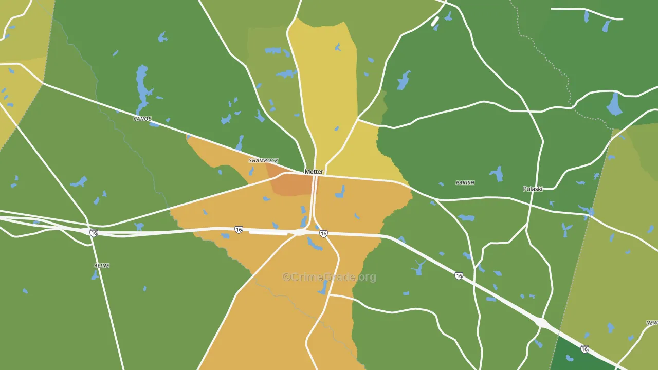 Metter, GA Map of Drug-Related Crime Rates