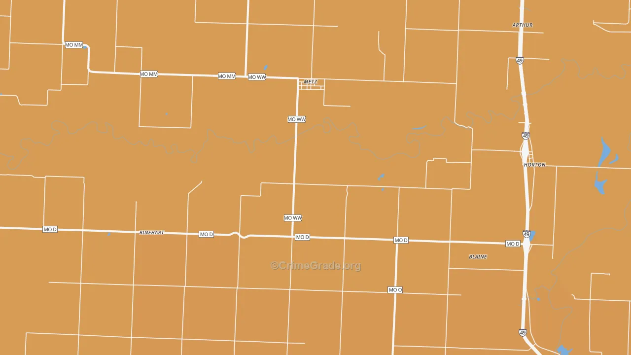 Metz, MO Map of Drug-Related Crime Rates