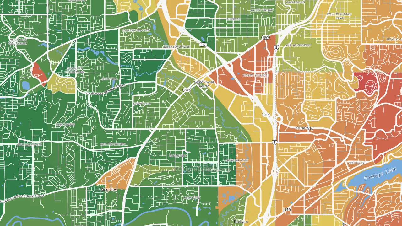 Metzger, Tigard, OR Map of Drug-Related Crime Rates