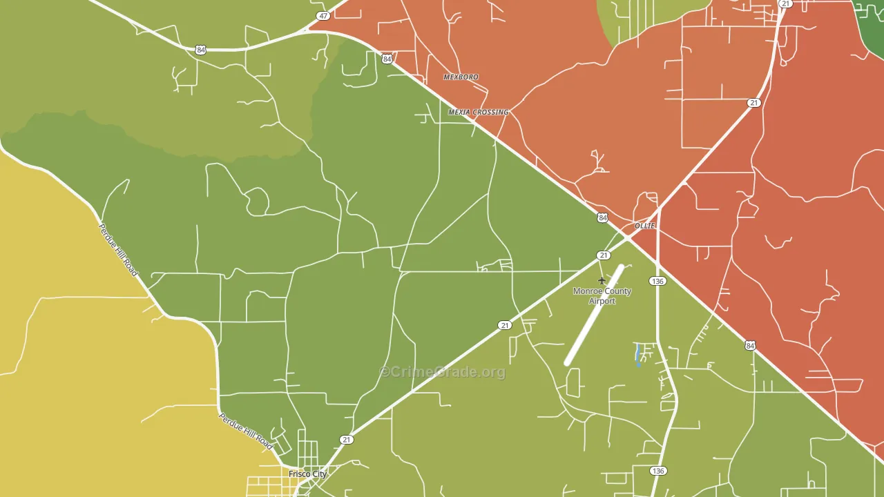 Mexia Crossing, AL Map of Drug-Related Crime Rates