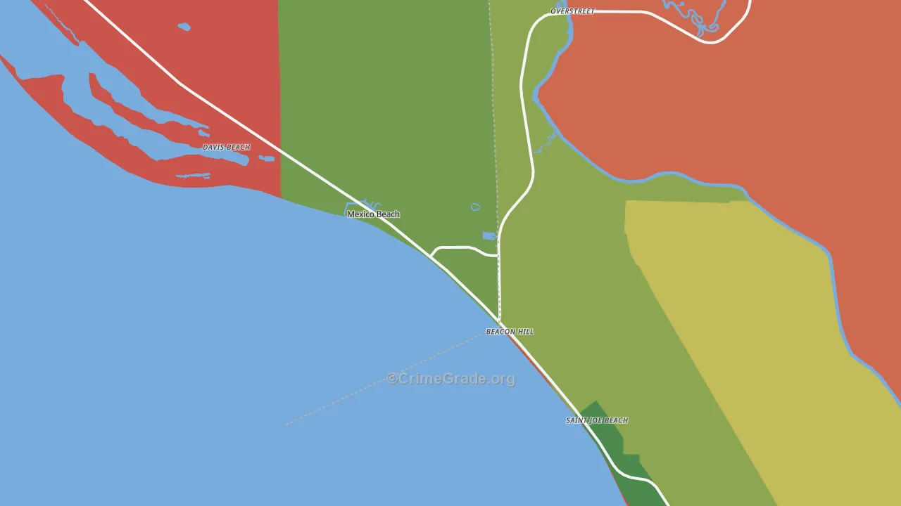 Mexico Beach, FL Map of Drug-Related Crime Rates
