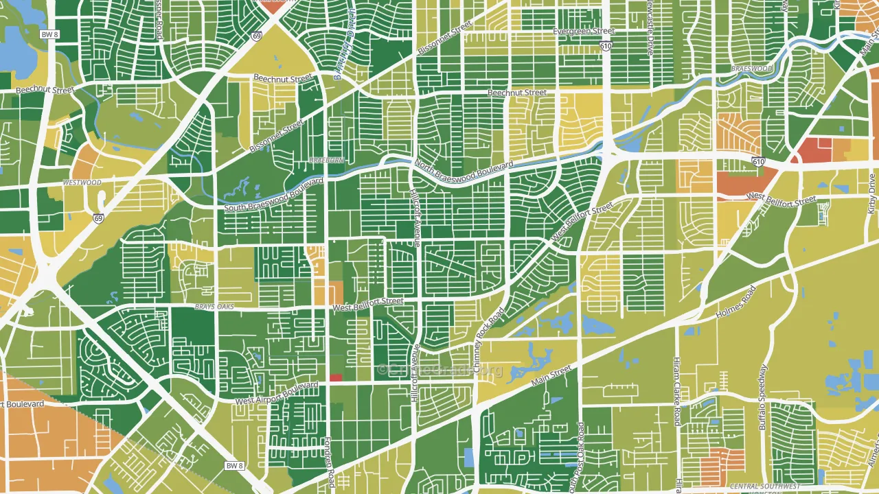 Meyerland, Houston, TX Map of Drug-Related Crime Rates