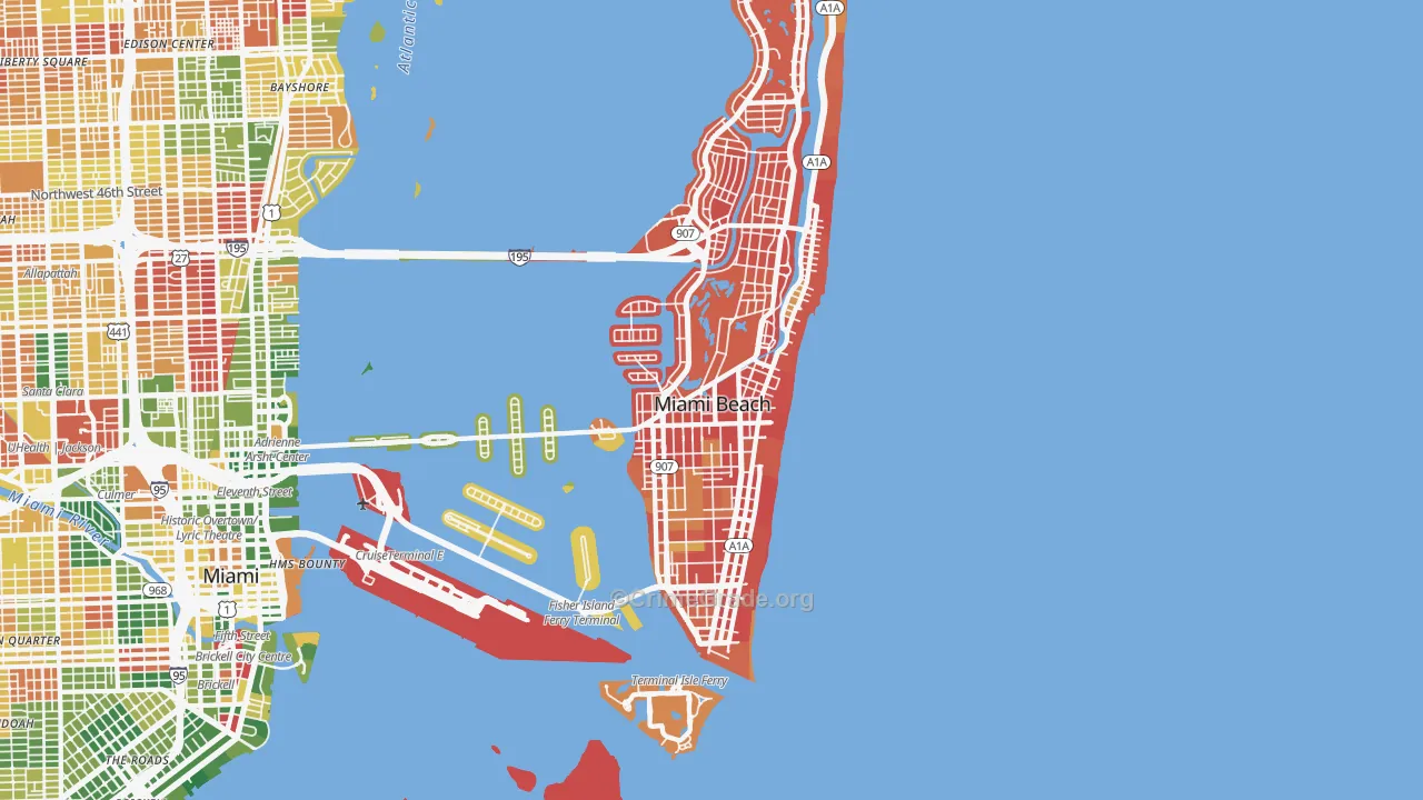 Miami Beach, FL Map of Drug-Related Crime Rates