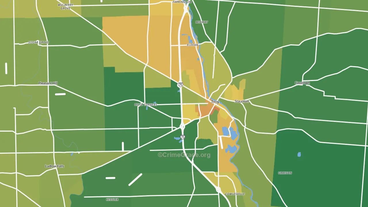 Miami County, OH Map of Drug-Related Crime Rates