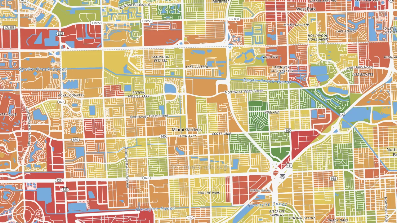 Miami Gardens, FL Map of Drug-Related Crime Rates