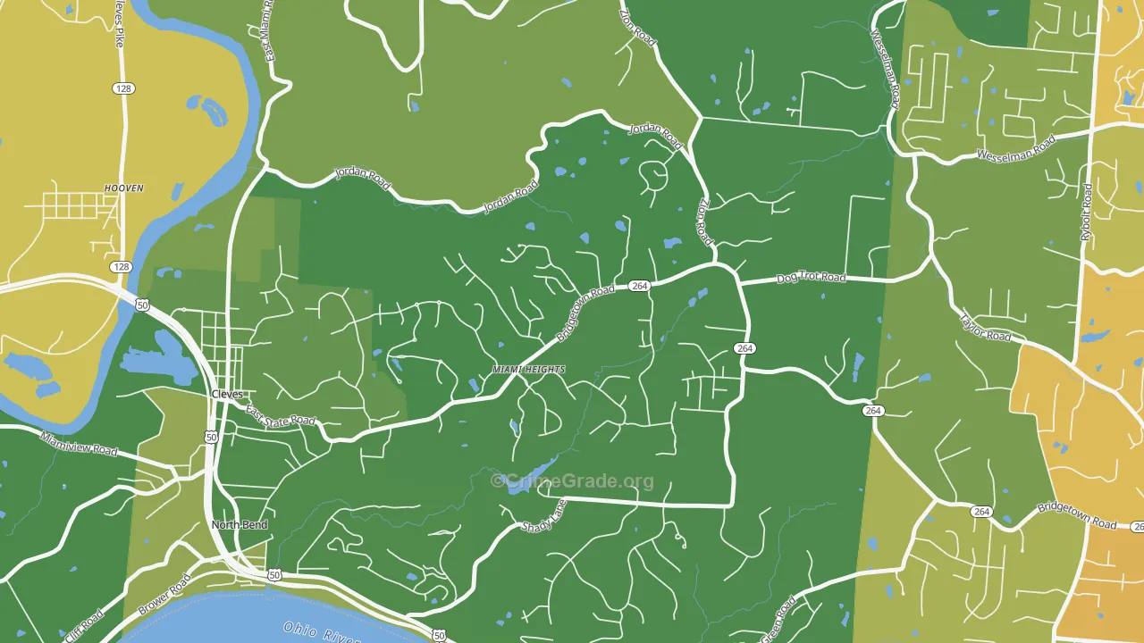 Miami Heights, OH Map of Drug-Related Crime Rates