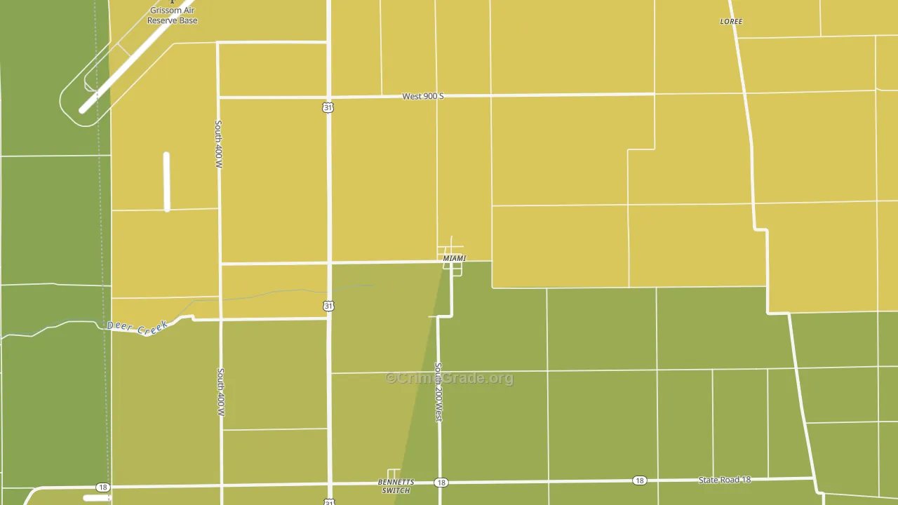 Miami, IN Map of Drug-Related Crime Rates